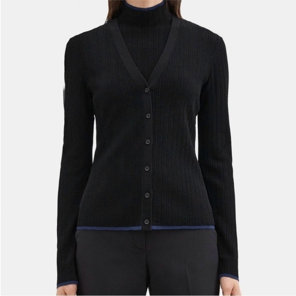 Theory Slim black Cardigan in Crepe Knit NWT - Picture 1 of 6